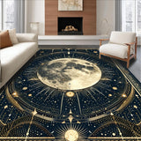 Ultra Soft Area Rug, Non Slip, Stain Resistant, Washable Area Rugs for Living Room, Bedroom, Vibrant Esoteric Cosmic Pattern(Black)