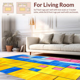 Ultra Soft Area Rug, Non Slip, Stain Resistant, Washable Area Rugs for Living Room, Bedroom, Colorful Modern Abstract Arrangement(Yellow)