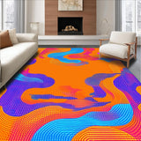 Ultra Soft Area Rug, Non Slip, Stain Resistant, Washable Area Rugs for Living Room, Bedroom, Dynamic Modern Abstract Waves(Orange)