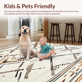 Ultra Soft Area Rug, Non Slip, Stain Resistant, Washable Area Rugs for Living Room, Bedroom, Elegant Neutral Tones Pattern(Beige)