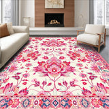 Ultra Soft Area Rug, Non Slip, Stain Resistant, Washable Area Rugs for Living Room, Bedroom, Contemporary Floral Geometry(White)