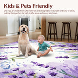 Ultra Soft Area Rug, Non Slip, Stain Resistant, Washable Area Rugs for Living Room, Bedroom, Lavender Pastel Botanical Aesthetic(Purple)