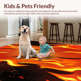 Ultra Soft Area Rug, Non Slip, Stain Resistant, Washable Area Rugs for Living Room, Bedroom, Dynamic Flame Abstract Artwork(Orange)