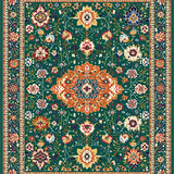 Ultra Soft Area Rug, Non Slip, Stain Resistant, Washable Area Rugs for Living Room, Bedroom, Charming Soft Floral Texture(Green)