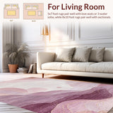Ultra Soft Area Rug, Non Slip, Stain Resistant, Washable Area Rugs for Living Room, Bedroom, Dusty Rose Kawaii Plush Rug with Soft Mauve Swirls and Cozy Pink Tones(Purple)