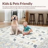 Ultra Soft Area Rug, Non Slip, Stain Resistant, Washable Area Rugs for Living Room, Bedroom, Minimalist Abstract Floral Touch(Beige)