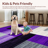 Ultra Soft Area Rug, Non Slip, Stain Resistant, Washable Area Rugs for Living Room, Bedroom, Bold Diamond Abstract Composition(Purple)