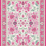 Ultra Soft Area Rug, Non Slip, Stain Resistant, Washable Area Rugs for Living Room, Bedroom, Delicate Circular Greenery Theme(Pink)