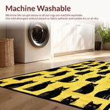 Ultra Soft Area Rug, Non Slip, Stain Resistant, Washable Area Rugs for Living Room, Bedroom, Contemporary Black Cat Aesthetic(Yellow)