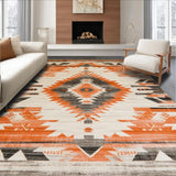 Ultra Soft Area Rug, Non Slip, Stain Resistant, Washable Area Rugs for Living Room, Bedroom, Chic Abstract Southwest Aesthetic(Orange)