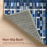 Ultra Soft Area Rug, Non Slip, Stain Resistant, Washable Area Rugs for Living Room, Bedroom, Serene Monochrome Abstract Flow(Blue)