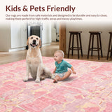 Ultra Soft Area Rug, Non Slip, Stain Resistant, Washable Area Rugs for Living Room, Bedroom, Sweet Bow Knot Rose Pink Vanity Rug Accent(Pink)