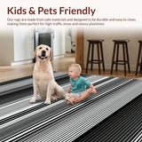Ultra Soft Area Rug, Non Slip, Stain Resistant, Washable Area Rugs for Living Room, Bedroom, Sleek Minimalist Black and White Design(Black)
