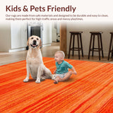 Ultra Soft Area Rug, Non Slip, Stain Resistant, Washable Area Rugs for Living Room, Bedroom, Elegant Warm Toned Minimalism(Orange)