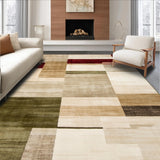 Ultra Soft Area Rug, Non Slip, Stain Resistant, Washable Area Rugs for Living Room, Bedroom, Majestic Boho Inspired Area with Natural Earth Tone Color Blocks(Beige)