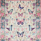 Ultra Soft Area Rug, Non Slip, Stain Resistant, Washable Area Rugs for Living Room, Bedroom, Charming Butterfly Floral Aesthetic(White)