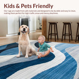 Ultra Soft Area Rug, Non Slip, Stain Resistant, Washable Area Rugs for Living Room, Bedroom, Dynamic Modern Artful Geometric Fusion(Blue)