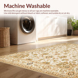 Ultra Soft Area Rug, Non Slip, Stain Resistant, Washable Area Rugs for Living Room, Bedroom, Whimsical Light-Toned Floral Elegance(Beige)