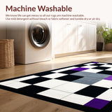 Ultra Soft Area Rug, Non Slip, Stain Resistant, Washable Area Rugs for Living Room, Bedroom, Sophisticated Monochrome Shapes(Black)