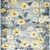 Ultra Soft Area Rug, Non Slip, Stain Resistant, Washable Area Rugs for Living Room, Bedroom, Subtle Earthy Floral Design(Gray)