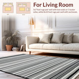 Ultra Soft Area Rug, Non Slip, Stain Resistant, Washable Area Rugs for Living Room, Bedroom, Luxe Classic Contrast Design(Black)