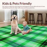 Ultra Soft Area Rug, Non Slip, Stain Resistant, Washable Area Rugs for Living Room, Bedroom, Warm Cottage Style Lattice Feel(Green)