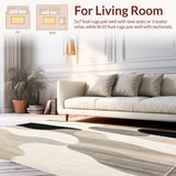Ultra Soft Area Rug, Non Slip, Stain Resistant, Washable Area Rugs for Living Room, Bedroom, Artisan Crafted Beige Black with Flow(Beige)