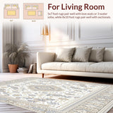 Ultra Soft Area Rug, Non Slip, Stain Resistant, Washable Area Rugs for Living Room, Bedroom, Artisan Inspired Area Rug with Boho Medallion and Soft Neutral Palette(Beige)