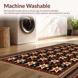 Ultra Soft Area Rug, Non Slip, Stain Resistant, Washable Area Rugs for Living Room, Bedroom, Western Laundry Room Accent Rug with Star Pattern(Black)