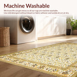 Ultra Soft Area Rug, Non Slip, Stain Resistant, Washable Area Rugs for Living Room, Bedroom, Elegant Rustic Botanical Artwork(Ivory)