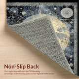 Ultra Soft Area Rug, Non Slip, Stain Resistant, Washable Area Rugs for Living Room, Bedroom, Celestial Phases Rug with Sunburst and Astral Clockwork Motifs(Black)