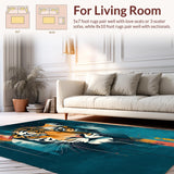 Ultra Soft Area Rug, Non Slip, Stain Resistant, Washable Area Rugs for Living Room, Bedroom, Contemporary Tiger Pattern Fusion(Orange)