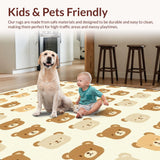 Ultra Soft Area Rug, Non Slip, Stain Resistant, Washable Area Rugs for Living Room, Bedroom, Playful Abstract Animal Pattern(Beige)