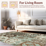 Ultra Soft Area Rug, Non Slip, Stain Resistant, Washable Area Rugs for Living Room, Bedroom, Boho Floral Patchwork Living Room Non Slip Rug(Brown)