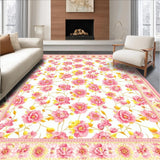 Ultra Soft Area Rug, Non Slip, Stain Resistant, Washable Area Rugs for Living Room, Bedroom, Delicate Subtle Nature Inspired(White)