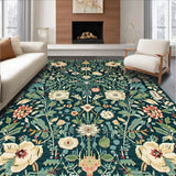 Ultra Soft Area Rug, Non Slip, Stain Resistant, Washable Area Rugs for Living Room, Bedroom, Nature-Inspired Boho Floral Elegance(Blue)