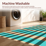 Ultra Soft Area Rug, Non Slip, Stain Resistant, Washable Area Rugs for Living Room, Bedroom, Modern Checked Living Room Carpet in Turquoise and Brown(Beige)