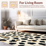 Ultra Soft Area Rug, Non Slip, Stain Resistant, Washable Area Rugs for Living Room, Bedroom, Wildlife Inspired Black Bedroom Plush Rug(Beige)