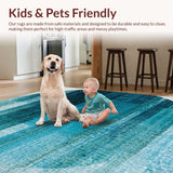 Ultra Soft Area Rug, Non Slip, Stain Resistant, Washable Area Rugs for Living Room, Bedroom, Washable Round Rug: Boho Ombre Style Area Rug(Blue)