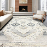 Ultra Soft Area Rug, Non Slip, Stain Resistant, Washable Area Rugs for Living Room, Bedroom, Bohemian Style Area in Cream and Light Gray(Gray)