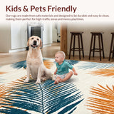 Ultra Soft Area Rug, Non Slip, Stain Resistant, Washable Area Rugs for Living Room, Bedroom, Rustic Coastal Palm Retreat(Orange)