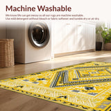 Ultra Soft Area Rug, Non Slip, Stain Resistant, Washable Area Rugs for Living Room, Bedroom, Chic Modern Diamond Aesthetic(Yellow)