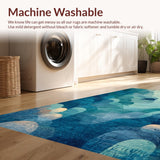 Ultra Soft Area Rug, Non Slip, Stain Resistant, Washable Area Rugs for Living Room, Bedroom, Oceanic Serenity Rug with Modern Turtle Silhouette and Coastal Swirl Motifs(Blue)