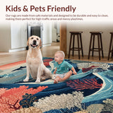 Ultra Soft Area Rug, Non Slip, Stain Resistant, Washable Area Rugs for Living Room, Bedroom, Underwater Predator Ocean Area Rug Aquatic Realm Design(Blue)