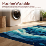 Ultra Soft Area Rug, Non Slip, Stain Resistant, Washable Area Rugs for Living Room, Bedroom, Underwater Whale and Dolphin School with 3D Ocean Depths and Sea Creatures(Blue)