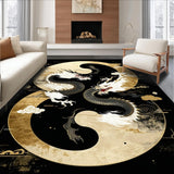 Ultra Soft Area Rug, Non Slip, Stain Resistant, Washable Area Rugs for Living Room, Bedroom, Vivid Contrast Floral Dragon Pattern(Gold)