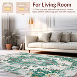 Ultra Soft Area Rug, Non Slip, Stain Resistant, Washable Area Rugs for Living Room, Bedroom, Chic Distressed Geometric Elements(White)