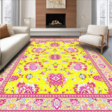 Ultra Soft Area Rug, Non Slip, Stain Resistant, Washable Area Rugs for Living Room, Bedroom, Vibrant Groovy Flower Arrangement(Yellow)