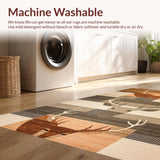 Ultra Soft Area Rug, Non Slip, Stain Resistant, Washable Area Rugs for Living Room, Bedroom, Elegant Nature Motif with Warm Tones(Brown)