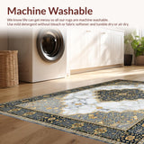 Ultra Soft Area Rug, Non Slip, Stain Resistant, Washable Area Rugs for Living Room, Bedroom, Luxurious Tiled Grey and Ivory Aesthetic(White)